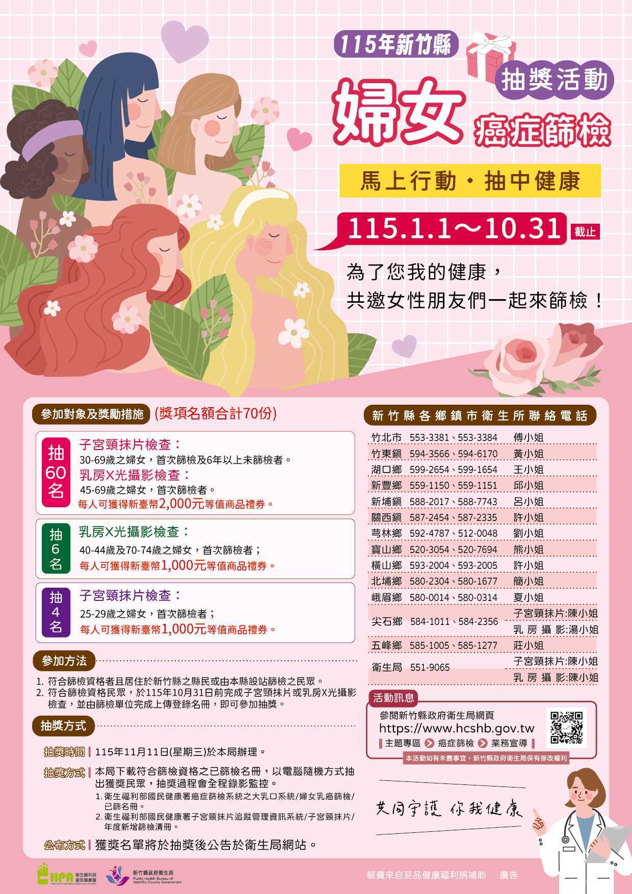 115年婦女癌症篩檢抽獎活動