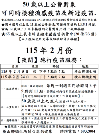 115年2月衛生所流感設站-夜診