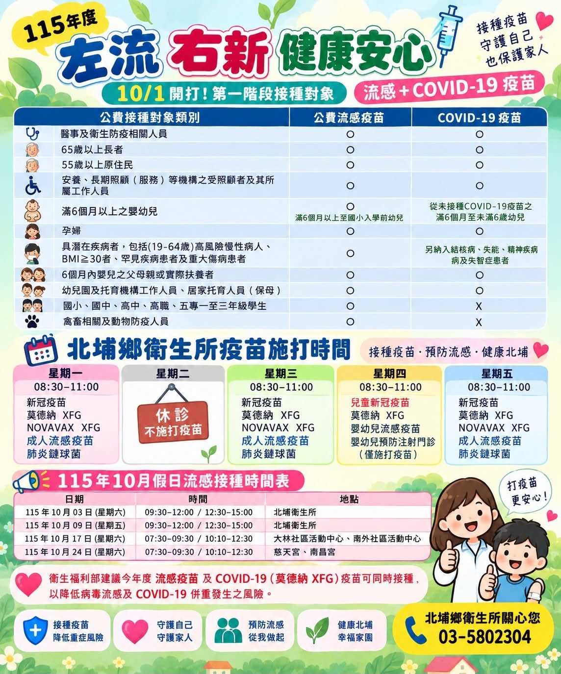 15年度成人及幼兒公費疫苗囉！ 