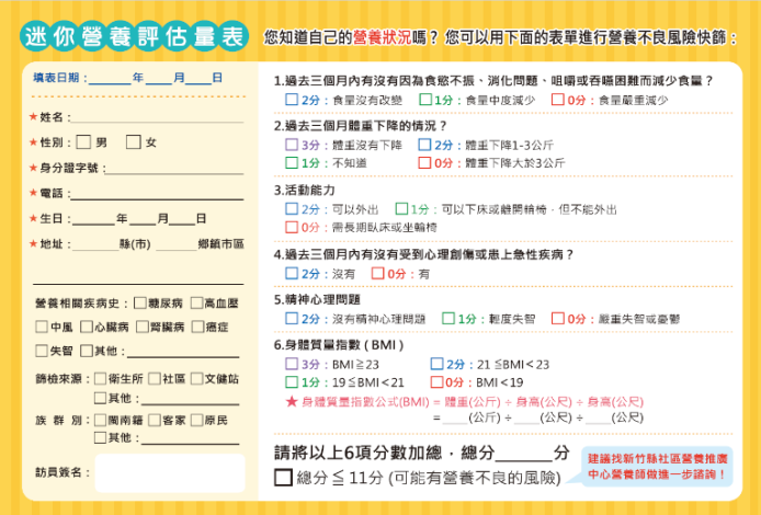 簡易營養評估表